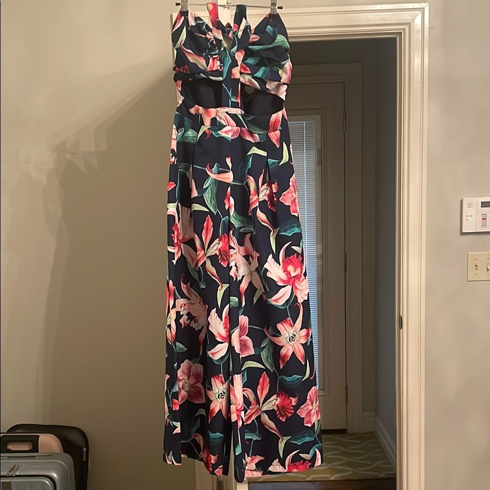 PatBO Navy and Multicolor wide leg pantsuit